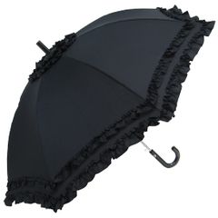 【数量限定】（55cm黒) 身長140cmくらいまでのお子様に最適 4段フリル UVカット 晴雨兼用日傘 子供用