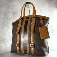 美品✨MICHAEL KORS マイケルコース BEDFORD TRAVEL ラージ ドームトートバッグ 定価63,800円 ベッドフォードトラベル ハンドバッグ　肩掛け　チャーム　PVC　レザー A4 PC 書類鞄　旅行 ビジネス ユニセックス  MK柄