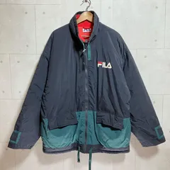 90's FILA フィラ ナイロンジャケット 中綿 ジャンパー ブルゾン アウター L ネイビー メンズ ヴィンテージ オールド SG341-4