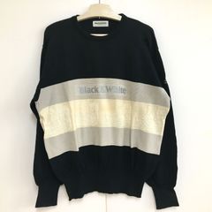 Black&white ブラック＆ホワイト スポーツウェア ニット Lサイズ 犬 ドッグ 古着 25d菊ST