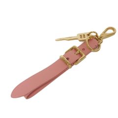 MIUMIU ミュウミュウ キー チャーム レザー ストラップ 鍵 ソフトカーフ ライト ピンク ゴールド ロゴ ローザ キーホルダー 5TT176 2E6Y F0028