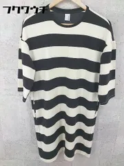 ◇ Ebonyivory エボニーアイボリー ボーダー 七分袖 膝丈 ワンピース サイズF アイボリー ブラック レディース 【中古】 【1002802364952】
