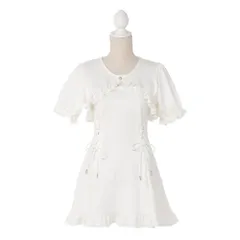 夢展望公式 [新品未使用] レースアップボレロスウェットワンピ [ホワイト] 他カラー別ページ有 dearmywhip ワンピース カットソーワンピース（半袖） 534816-01