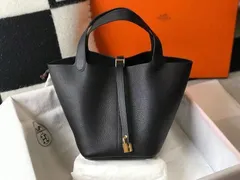ブラック　レディース　ハンドバッグ　18cm ゴールド金具　ピコタン