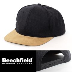 平ツバ キャップ 帽子 Beechfield ビーチフィールド Suede peak snapback ブラック BC668-O-VIBK スナップバック イギリス ブランド