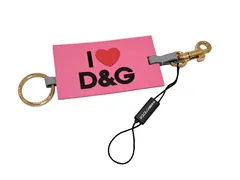 未使用 ドルチェ＆ガッバーナ キーホルダー キーリング ラバー ピンク I LOVE D&G ゴールド DG ドルガバ メンズ レディース DOLCE&GABBANA