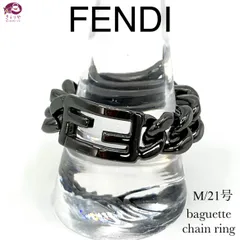 FENDI メッシュ　ワイドリング　FFモチーフ　ブラックメタリック　リング