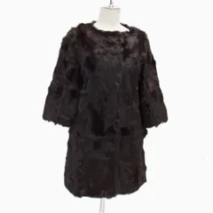 毛皮 定価8万◇URBAN RESEARCH/ROSSO ゴートファー コート ノーカラー ダークブラウン アーバンリサーチ/ロッソ レディース
