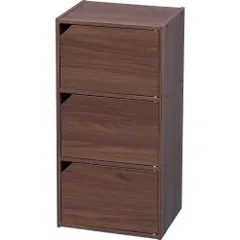 【人気商品】アイリスオーヤマ カラーボックス 収納ボックス 本棚 扉付き 3段 幅36.6×奥行29×高さ73.2cm ウォールナットブラウン モジュールボックス MDB-3D