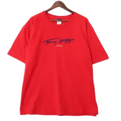 トミーヒルジーンズ クルーネック 半袖Tシャツ スクリプトロゴ刺繍 メンズUS-2XLサイズ sc-0010n
