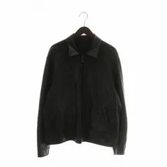 ジョルジオアルマーニ GIORGIO ARMANI レザージャケット ブルゾン アウター 羊革 裏起毛 ジップアップ 52 XL 黒 ブラック /XZ ■GY18のサムネイル