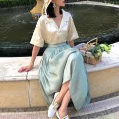 ☆ グリーン ☆ スカート ふんわり mmsk115a ロング ギャザースカート ロングスカート フレアスカート スカート おしゃれ 春 夏 秋 ボトムス かわいい きれいめ 大人 可愛い レディース 婦人服 膝下 ひざ下 ひざ丈 ボリューム カジュアル