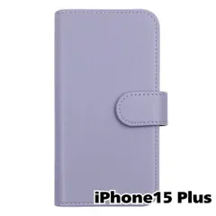 【新品未使用】 iPhone15 Plus 手帳型スマホ ケース スムース PUレザー (カバー色アッシュラベンダー) 無地 紫色 くすみ ニュアンスカラー シンプル カード収納 flip51-muji-ip15plus-asla