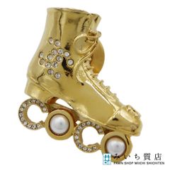 シャネル ココマーク ラインストーン パール ブローチ シャネル CHANEL 23K ココマーク ラインストーン パール リボン
