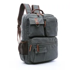 ☆ グレー ☆ リュック 大容量 kbag23 リュック メンズ おしゃれ キャンバス リュックサック バックパック デイパック 通学 通勤 大容量 A4 PC キャンバスバッグ 帆布 丈夫 おしゃれ シンプル カジュアル アースカラー 旅行 出張