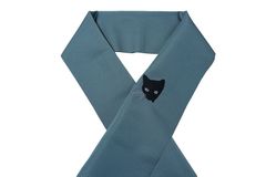 撫松庵　半衿　刺繍　のぞき猫　半襟　青磁　ポリエステル　日本製