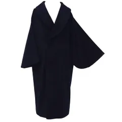 和装コート カシミア カシミヤ混 濃紺色 ネイビー ロング フリーサイズ へちま衿 くるみボタン 高級 起毛仕上げ シャル No.3-0224