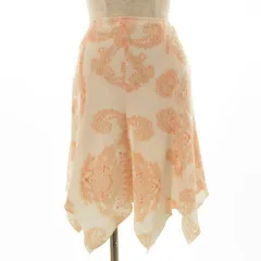 プライベートレーベル Private label スカート ひざ丈 フレアー ペイズリー柄 総柄 オレンジ系 S