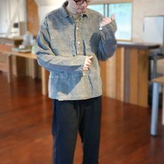 デッキジャケット TKR-J2001（イタリアンリネン）【T.K GARMENT SUPPLY】ビンテージ 古着 ハンドメイド リメイク プルオーバージャケット USミリタリー型 USネイビー型 天然染
