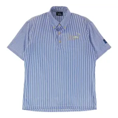 サイズ：M PARADISO パラディーゾ  半袖ポロシャツ ボタンダウン ストライプ柄 ブルー系 [240101476620] ゴルフウェア メンズ ストスト