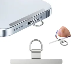 Turkalla スマホ 金属ストラップホルダー曲がれ設計で浮きにくい・傷防止フィルム加工ステンレス製タグパッチ 携帯ストラップホルダー 薄型 金属製で丈夫 10kgまでの荷重量 スマホケースに挟む 全機種対応 充電影響なし 落下紛失防止 シルバー