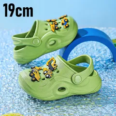 【19cm：ティーグリーン】キッズ 夏用 サンダル クロッグサンダル グリーン　クロックス