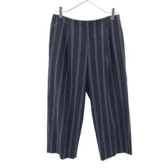 AMACA アマカ ストライプ柄 クロップドパンツ 38 ネイビー レディース 古着