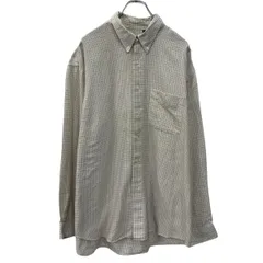 VANHEUSEN 長袖 チェックシャツ XL アイボリー マルチカラー ボタンダウン ボタン 胸ポケット シンプルシャツ 春物 a710-5931