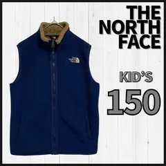 THE NORTH FACE　フリースベスト　キッズ150　ネイビー　刺繍ロゴ