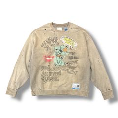 参考上代55000円 Maison MIHARA YASUHIRO 23AW Vintage-like Sweatshirt ヴィンテージライク スウェットシャツ クルーネック MMY メゾンミハラヤスヒロ A11PO593 グレージュ 48 96677A7