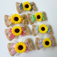 トリミングチョーカー 《051》 7本 ひまわり チェック チュール