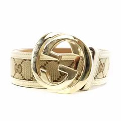 グッチ GUCCI インターロッキングG GGキャンバス ベルト ハトメ