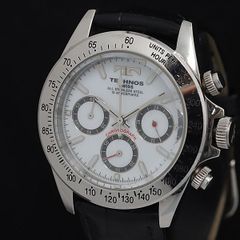 美品・電池交換済】テクノス T2466 クロノグラフ 白文字盤 腕時計 