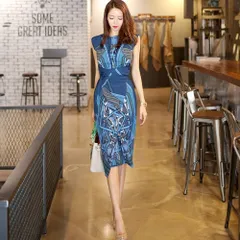 ☆ ブルー ☆ Mサイズ ☆ パーティドレス タイト 上品 お呼ばれ ワンピース 膝丈 きれいめ タイトワンピース ひざ丈 ワンピ 春夏 パーティドレス 二次会 普段 結婚式 お呼ばれ 上品 花嫁 おしゃれ エレガント フォーマル 大人 レディース セクシー