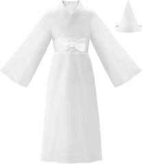 【ReliBeauty】子供用コスプレ衣装 白 ワンピース＆三角頭巾セット（120サイズ）ハロウィン 仮装 お化け コスプレ（120） 子供 ゴースト おばけ 幽霊 悪魔 日本幽霊 ゾンビ 雪女 コスチューム 衣装 女の子 着物 貞子 天冠 ホワイト