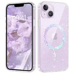 新品 DUEDUE iPhone 13/14 ケース マグネット搭載 スマホケース MagSafe対応 iPhone 14/13ケース ワイヤレス充電可能 透明 全面保護 指紋防止 TPUケース 耐衝撃 キラキラ 黄変防止 おしゃれ 軽量 耐衝撃 滑り防止