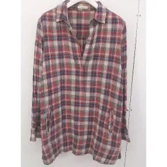 ◇ ◎ liflattie ships シップス チェック 長袖 シャツ チュニック ブラウン系 ネイビー マルチ レディース  【中古】 【1203220000495】