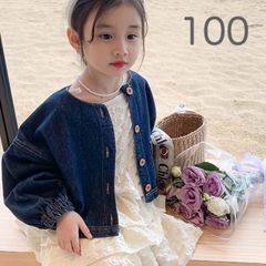 春　韓国子供服　女の子  デニム　ジャケット　アウター　ブルゾン 100cm