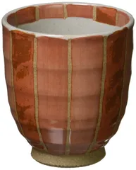 新品 波佐見焼 湯呑み コップ 十草柄 ストライプ 赤色 日本製 66384