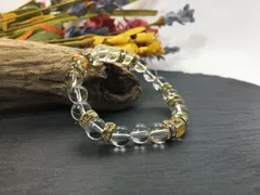 パワーストーン ブレスレット 水晶  天然石ブレス （ゴールド）レディース 女性  数珠ブレス 開運 プレゼント ギフト  [4]