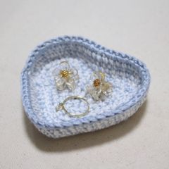 ハートの小物置き（ミックス・青×白）