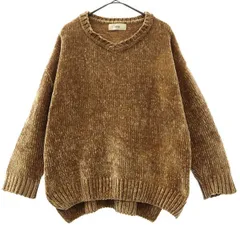 AZZURE アズール 長袖 Vネック セーター S ブラウン ニット レディース 古着