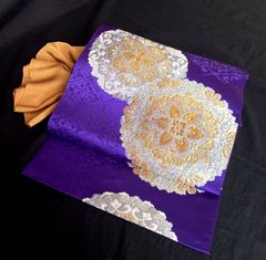 華紋の紫の袋帯〉SALE 紫色 アンティーク 華紋 織り出し 豪華 ...