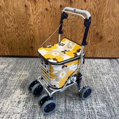 ♪【値下げ交渉可能】SUWARE スワレル ショッピングカート 花柄 イエローシルバーカー 折りたたみ式 手押し車