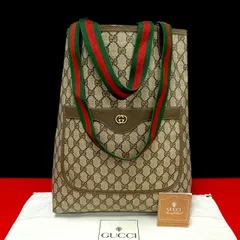 極 美品 GUCCI グッチ オールドグッチ ヴィンテージ シェリーライン GG ロゴ 金具 レザー 本革 トートバッグ ハンドバッグ ブラウン 22664