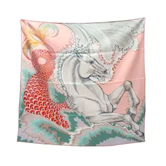エルメス HERMES スカーフ カレ90 Double Face Cheval Sirene シルク カレ90 レディース Used A