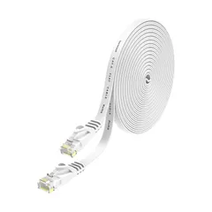 lovicool LANケーブル CAT6準拠 ウルトラフラットケーブル プリンター対応 RJ45コネクタ ギガビット 爪折れ防止 やわらか 10m ホワイト アクセスポイント等に適用います