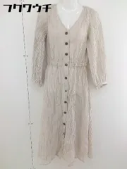 ◇ w closet ダブルクローゼット 長袖 膝下丈 ワンピース サイズF ベージュ レディース  【中古】 【1201100002782】のサムネイル
