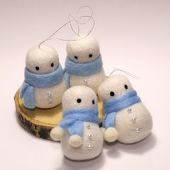 クリスマスオーナメント 雪だるま 青 ぽんぽんマフラー&ラメ クリスマスツリー 飾り スノーマン