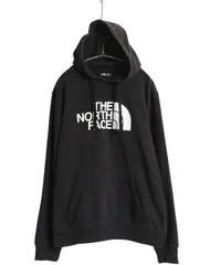 【お得なクーポン配布中!】 ノースフェイス プリント スウェット フード パーカー メンズ L 古着 裏起毛 プルオーバー トレーナー アウトドア シンプル 薄手 ブラック